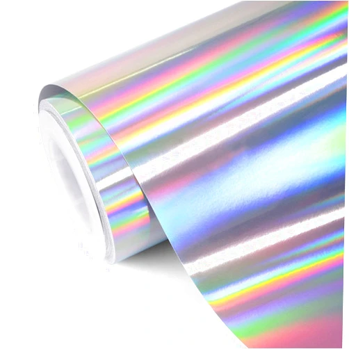 TECKWRAP Glossy Rainbow Holographic Silver Chrome Vinyl 1ftx5ft