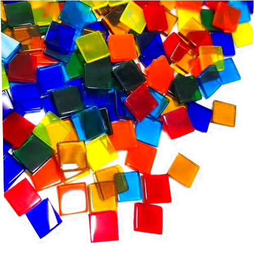 ZWCT 165Pieces Square Stained Glass Mosaic Tiles, Mixed Tiffany Stained Glass Pieces - Square Mixed Set