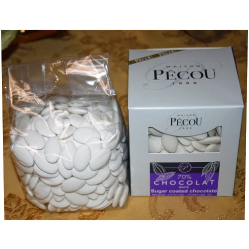 Pecou Dragees Pecou Chocolate Dragees White - Dark Chocolate Sugar Coated White Color One Box of 1 Kilo / 2.2 LBS