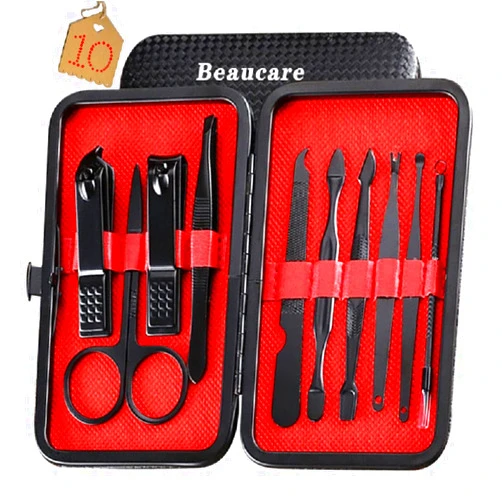 Beaucare Manicure Set Nail Clipper set Pedicure Kit 10 in 1-Stainless Steel Manicure Kit, Professional Grooming Kits, Nail Care Kit with Luxurious Travel Case by Beaucare