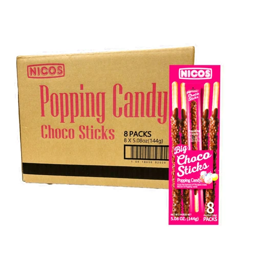 Nicos choco sticks giant chocolate covered biscuit sticks, 5.08-ounce (8 x 8 pack) (popping candy)