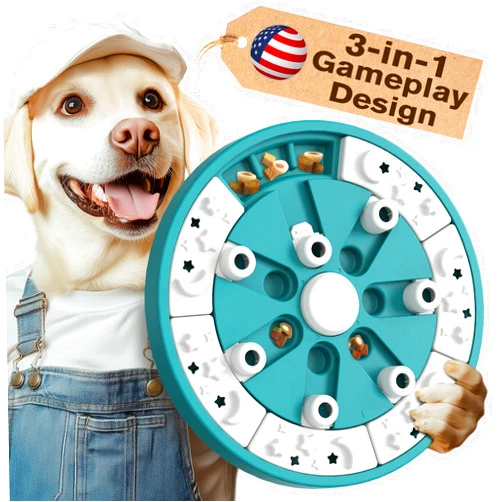 KADTC Dog Puzzle Toys Gameplay 3 in 1 Slow Puzzles Food Feeder Puppy Holiday Birthday Gift Interactive Mind Treat Games Mental Stimulation Enrichment Boredom Toys for Small/Medium/Large Breed Dogs