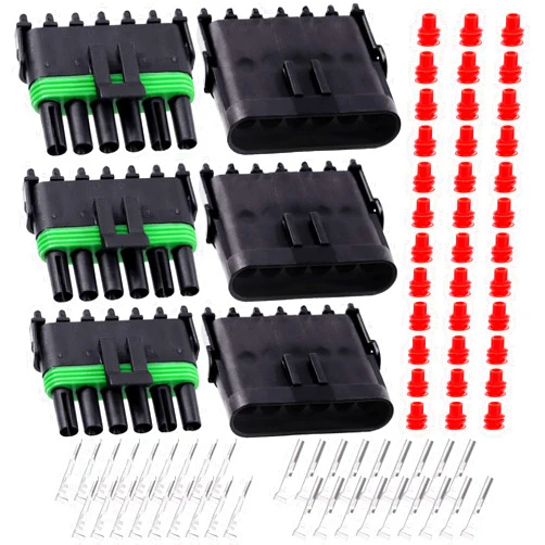Glarks 78Pcs 3 Kit 6 Pin Way Waterproof Automotive Electrical Wire Connectors Terminals Plugs Kit, 6 Male & Female Pin Terminal Automotive Harness Plug Car Spark Plug Connector Set for Car Truck Boat