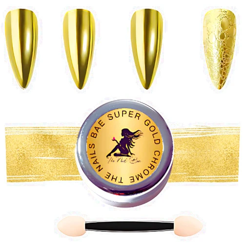 The Nails Bae 1Gram, Gold Chrome Nail Powder, Gold Chrome, Chrome Powder For Nails, Chrome Gel Nail Polish, Chrome Polish,Chrome Powder, Chrome Nail