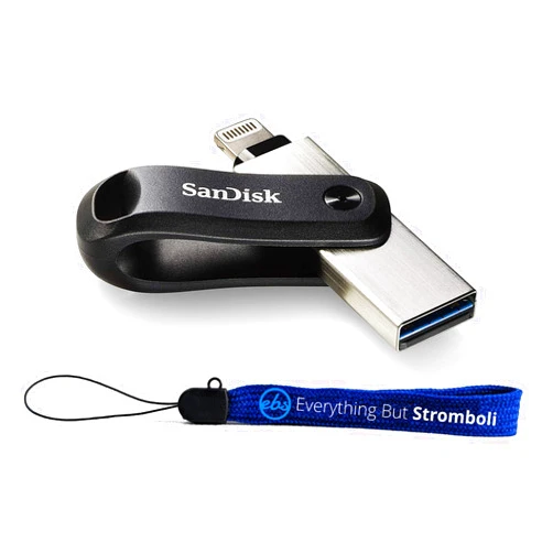 Everything But Stromboli SanDisk iXpand Go 64GB Flash Drive for iPhone, iPad, Computers & Laptops - 3.0 USB 2-for-1 Drive with Type-A & Lightning Connectors (SDIX60N-064G-GN6NN) Bundle with 1 Everything But Stromboli Lanyard