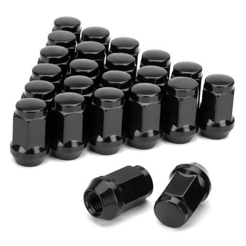 SUCOSO M12x1.5 Lug Nuts Replacement for Toyota Tacoma Tundra 4Runner Sequoia FJ Cruiser Land Cruiser, 24PCS 12×1.5 Locking Lug Nuts Black Closed End Bulge Acorn Cone Seat for Aftermarket Wheels