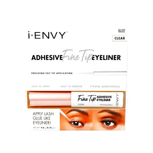 I•ENVY i-ENVY Fine Tip Adhesive Eyeliner, Precision Eyeliner & Eye Lash Glue, Easy Application & Removal, Strong Long-Lasting All Day Hold Adhesiveness (Clear)