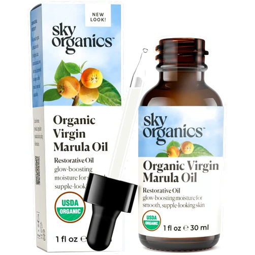 Sky Organics Organic Marula Oil for Face 100% Pure & Cold-Pressed USDA Certified Organic to Replenish, Balance & Boost Glow, 1 fl. Oz