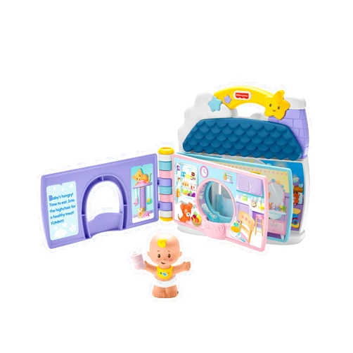 Fisher-Price Little People Toddler Toy Baby’s Day Story Set, 2-in-1 Playset with Book & Figures for Pretend Play Kids Ages 18+ Months