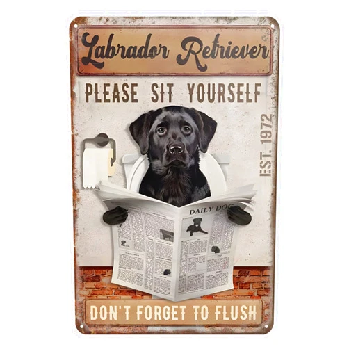 Gnelde Funny Metal Sign Labrador Retriever Dog Bath Room Company Tin Sign Home Kitchen Bar Cafe Club Cave Wall Decor Vintage Bathroom Sign 12 X 8 Inch
