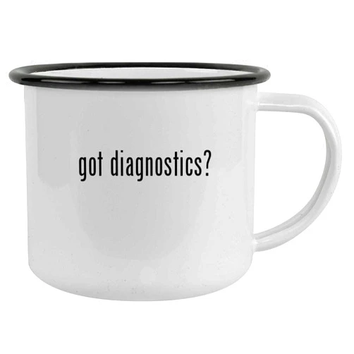 Molandra Products got diagnostics? - 12oz Camping Mug Stainless Steel, Black