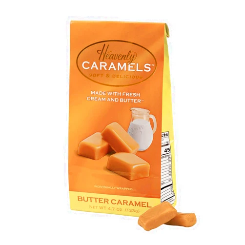 Heavenly Caramel J Morgan Confections Heavenly Caramels, Butter Flavor (4.7 oz bag); Gourmet, Artisan Soft and Chewy Butter Caramel Candies, Creamy and Smooth, Hand-Crafted Golden Treats