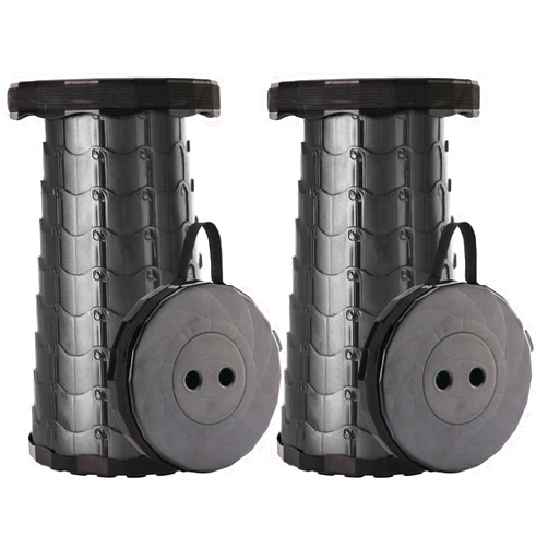 Doseno Upgraded Foldable Stool Thickened Set of 2, Portable Collapsible Stool Retractable Stool, Foldable Portable Collapsible Chair for Fishing, Hiking Tours, BBQ, Parties, Outdoor Activities (Black)