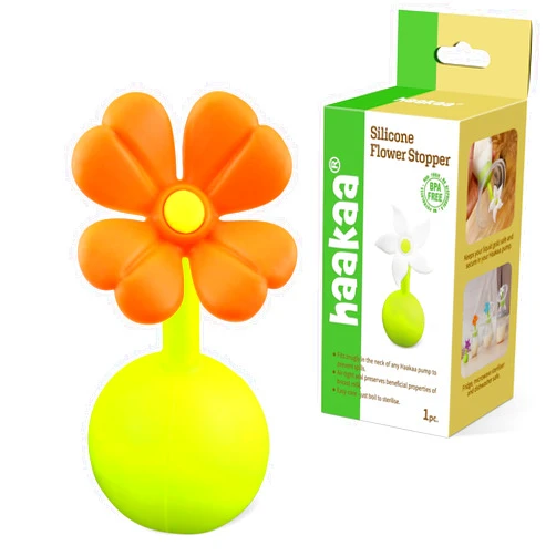 haakaa Flower Stopper Breastpump Stopper Manual Breast Pump Silicone Flower Stopper 100% Food Grade Silicone BPA PVC and Phthalate Free 1 pc, Orange