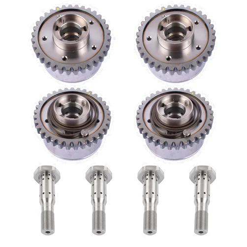 Bario Set 4 VVT Cam Gear Adjusters Intake Exhaust w/Timing Solenoids Kit Replacement for Pentastar V6 Chrysler Ram 3.6L V6# 5184150AF 5184369AH 5184370AH 5184370AI