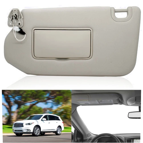 NHILES Left Driver Sun Visor with Lamp & Mirror for 2013-2020 Nissan Pathfinder 2014-2020 Infiniti QX60 and 2013 Infiniti JX35,OEM: 96401-9PB0A 964009PB0A Grey