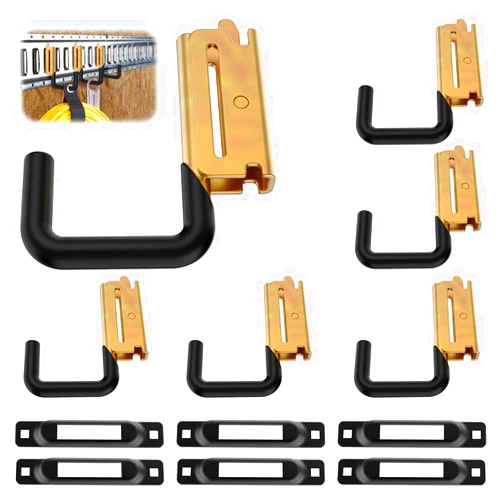 HAWHUV E Track J Hooks,Can be Used on Enclosed Trailer Accessories,Spring Fitting E Track Accessories for Enclosed Trailer,High Load Capacity of 1200 lbs. (6PCS E Track J Hooks+6PCS J Hooks Slot)