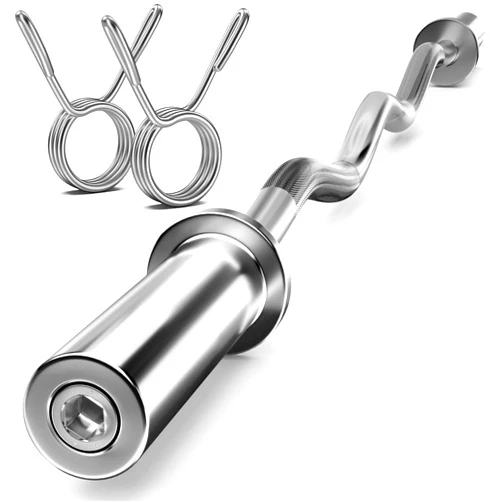 FEIERDUN Olympic Barbell EZ Curl Bar 47in/4ft/5ft/6ft/7ft for Weightlifting, Hip Thrusts, Squats and Lunges, Suitable for 2 inch Weight Plates,with 2 Spring Collars