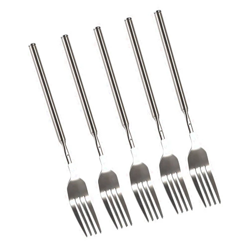 Yosoo 5Pcs Extendable Forks, Stainless Steel BBQ Telescopic Forks 8.7-25.4Inch Dessert Long Handle Fork Cutlery Barbecue Telescopic Toasting Dinner Fruit Dessert Cutlery Forks