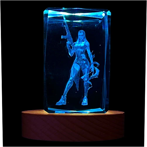 SUPIA ART FACTORY SUPIA Valorant 3D Crystal Figure - Agent Reyna - RGBW 16 Colorful LED Lighting Stand with Laser Engraved Crystal Figure. Valorant Gift, Gaming Accessories for Gamer. Decoration for Gaming Desk.
