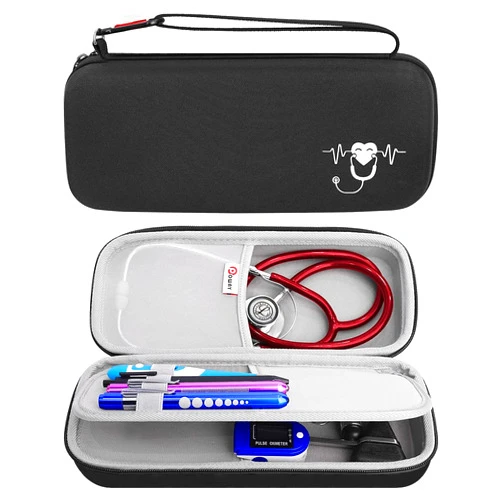 Opoway Stethoscope Carrying Case, Hard Stethoscope Case Compatible for 3M Littmann Classic III, Cardiology IV Diagnostic, MDF Acoustica Stethoscopes and Other Nurse Accessories (Black)