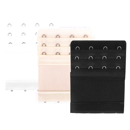 Yolev Women's Bra Extenders 4 Hook 3 Rows Stretchy Bra Extension Strap Adjustable Soft Bra Strap Extenders (White Black Skin Colour)