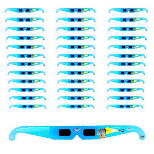 LUNT SOLAR SYSTEMS 40 Pack Dr. Steve Hunters Kids Eclipse Glasses - Premium Spanish Language, CE Certified, Lab, ISO Compliant, Approved for 2024 Total Solar Eclipse