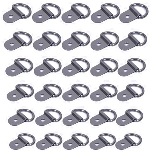 Antfly 30 PCS Small D-Ring Tie Downs, Anchor Lashing D Rings, Small Tie Down Anchor for Loads on Case Truck Cargo Trailers RV Boats (Grey)