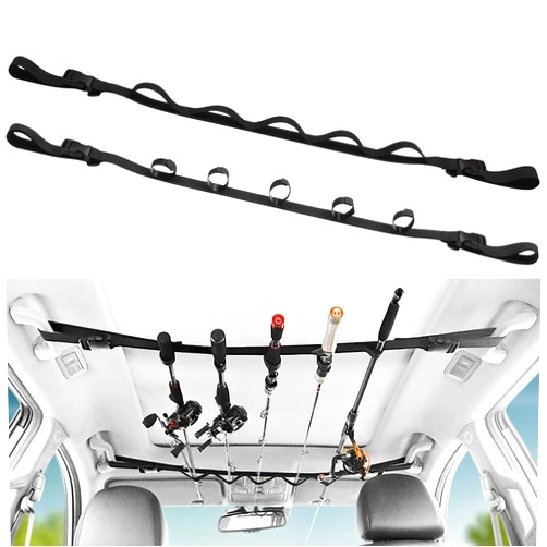 Cosmos 1 Set Vehicle Fishing Rod Holder Car Roof Fishing Pole Rack Strap Fishing Pole Storage Strap for Car, SUV and Vans, 5 Rod Capacity