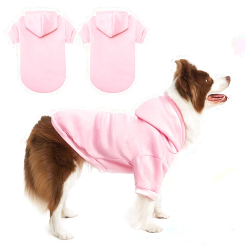 SCENEREAL 2 Pack Sweaters/Hoodies for Small Medium Large Dogs, Winter Warm Sweatshirt With Hat, Soft Hooded Clothes Coat Outfit, Pink L