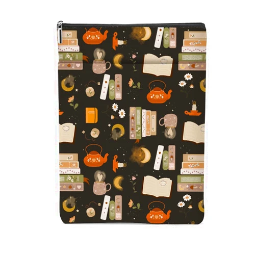 Jeilink Book Sleeve Book Protector Book Pouch Book Lovers Gifts Bookish Gifts Book Cover with Zipper for Hardcover Paperback Washable Book Coffee Printed Gift Bag for Women Mom Boss Birthday, BookCover