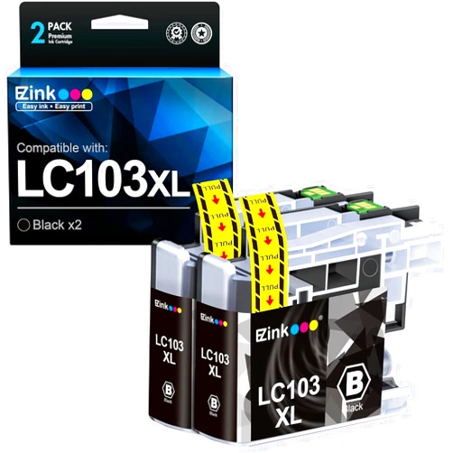 E-Z Ink Compatible Ink Cartridge Replacement for Brother LC-103XL LC103XL LC103 XL LC103BK High Yield Compatible with DCP-J4110DW DCP-J152W MFC-J285DW MFC-J870DW MFC-J245 MFC-J4310DW (2 Black)