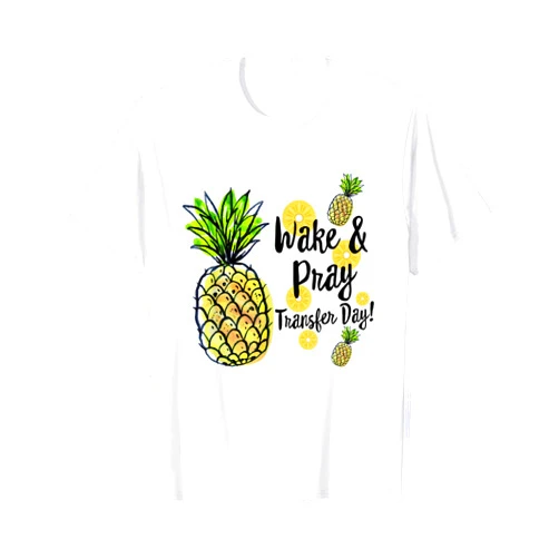 Infertility Awareness by Emmy Tees Co. Wake & Pray Transfer Day IVF Awareness Pineapple Infertility T-Shirt