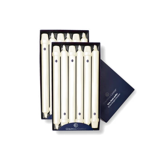 Colonial Candle Unscented Taper Candle, Classic Collection, Ivory, 10 In, Pack of 12 - Up to 8 Hours Burn