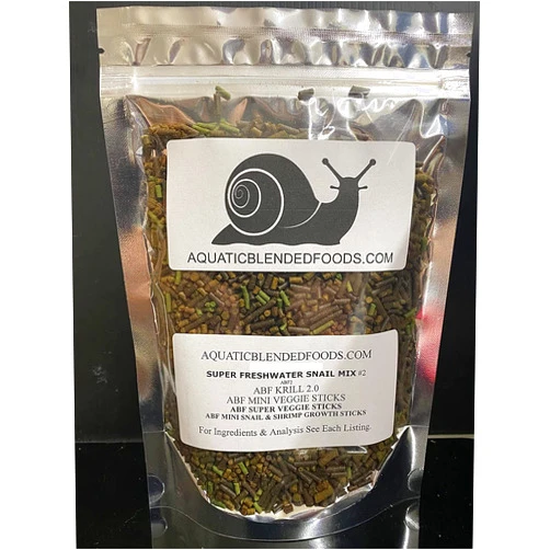 AQUATICBLENDEDFOODS ABF Aquatic Freshwater Snail Food Mix #2 with Calcium- Heat Sealed for Freshness Snail,Shrimp & Crayfish Food - ABF2 (1oz Sample) - 24HR Ship