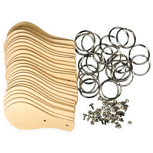 Zelikovitz Key Fob Kits 25 Pack 4149-99 - Vegetable Tanned Tooling Leather with Key Ring and Rivet