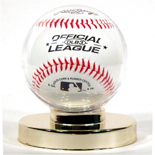 SAFTGARD SUPPLIES Acrylic Baseball Gold Base Display CASE Holder