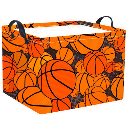 TIBAOLOVER RectangularBasketball Easter Basket Kids Storage Basket Gift Basket Baby Storage Basket Cute Kids Toy Storage Bin Organizer Shelf Book Basket Room Decor(Basketballs)