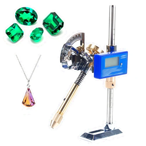 MEIYAO Digital Display Angle Manipulator, High Precision Gemstone Grinding Faceted Manipulator, Height Adjustable, Jade Faceting Machine with 0° Memory Function, Clamping Diameter 6mm(64 Scale)