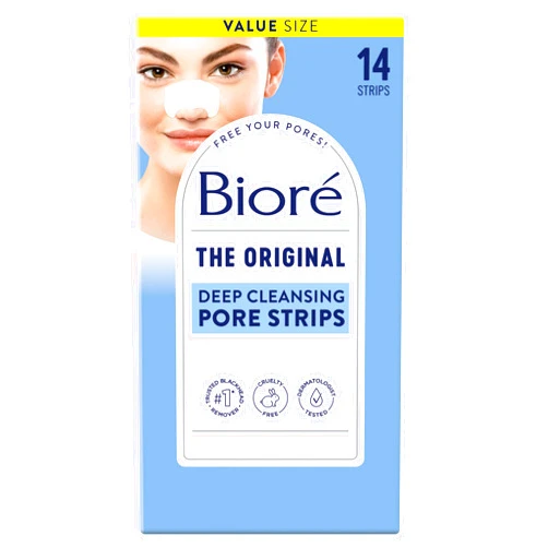 Bioré Original Blackhead Remover Strips, Deep Cleansing Nose Strips With Instant Pore Unclogging, Features C-Bond Technology, Oil-Free, Non-Comedogenic Use, 14 Count