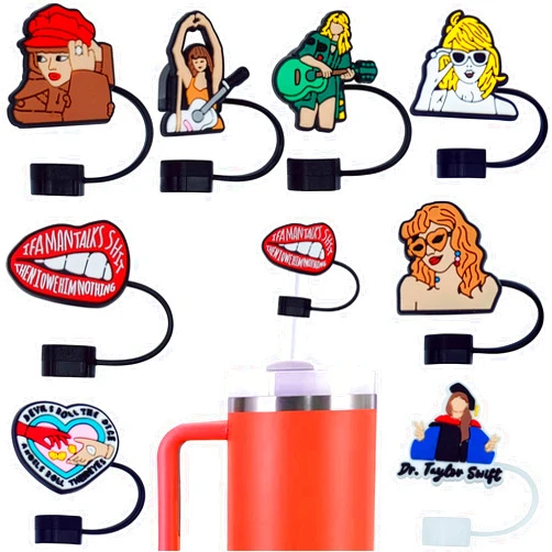 MICARA Silicone Straw Toppers for Stanley Straw Covers, 8PCS MICARA Cute Straw Cover Cap for Stanley Cup 30&40 Oz Tumbler, Reusable Taylor Straw Tips Protectors for 10mm 0.4in Straws