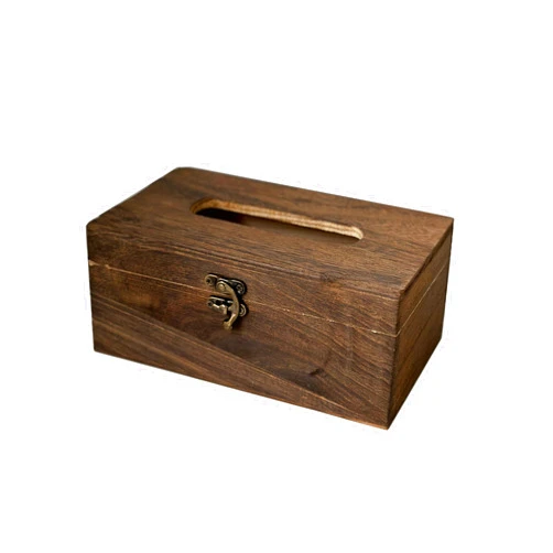 PACEKONER Wooden Tissue Box Cover Kleenex Box Holder Rectangular Tissue Box Napkin Dispenser for Bathroom Office Living Room Dinner Table (Brown)