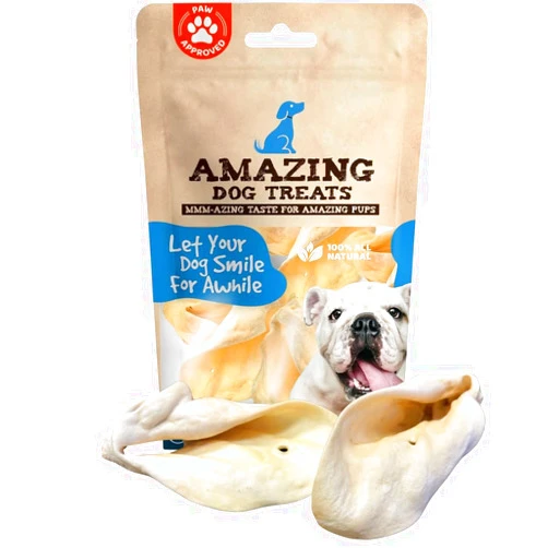 Amazing Dog Treats - Cow Ears for Dogs - Full Size (18 Pack) - Thick-Cut 100% Beef - All Natural Rawhide Alternative- Safe No Hide Dog Chew