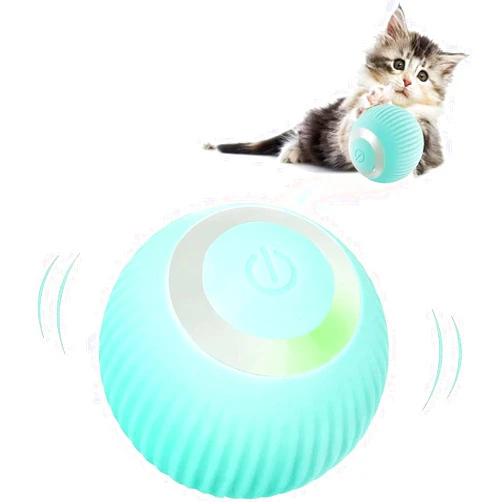 HFPJLSWSQY Interactive Cat Ball Toy, Intelligent Indoor Automatic Moving Ball Puzzle Dispel Boredom USB Charging Pet Toy with Light, Fun Present for Kitten (blue)