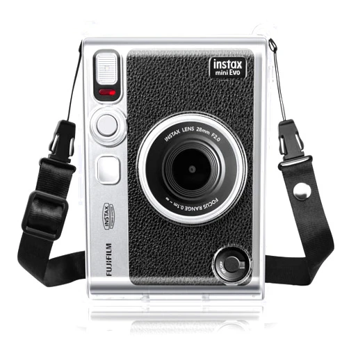 Rieibi Clear Protective Case for Fujifilm Instax Mini Evo Instant Camera - Hard Carrying Case Cover with Shoulder Strap