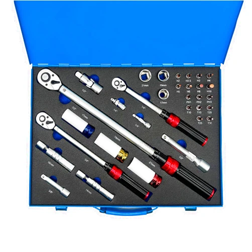 Roartisa 1/4 3/8 1/2-inch Drive Torque Wrench, 32Pcs Torque Wrench Set with Hex, Torx, Sockets, Spark Plug Socket & Adapters for Bike, Motorcycle, Car Spark