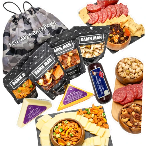 Sugar Plum Chocolates Food Gift for Men - Over 2 lbs of Cheese, Sausage, Mixed Nuts, Birthday Gift for Men, Care Package, Charcuterie Meat and Cheese Food Gift Basket, Box