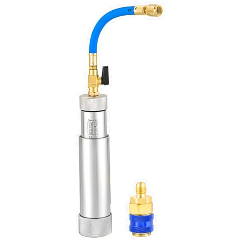ATPEAM A/C Oil and Dye Injector with Snap Quick Coupler 2 OZ Hand Turn Screw-in Air Conditioning Coolant Filling Tube Injection Tool with 1/4'' SAE Connector for R410A R134A R22 R12 Refrigerant System