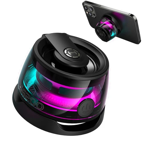 Edifier G200 Magnetic Phone Stand Bluetooth Speaker - Gift Ideas - Small Multifunctional Portable RGB Wireless Speaker with Strong Magnet for Home/Office/Travel/Fridge/Workbench/Car & Anything Metal