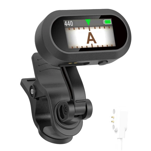 Sondery Clip On Tuner Rechargeable TFT Screen for Guitar Bass Ukulele and Wind Instruments, Headstock Chromatic Tuner Pitch 410-460Hz, Easy to Read in Strong Light, Dual-Rotating Hinges